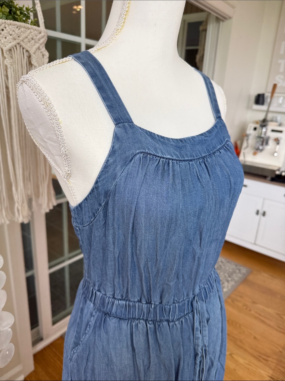 Blue Denim-Style Tiered Sundress - Sleeveless